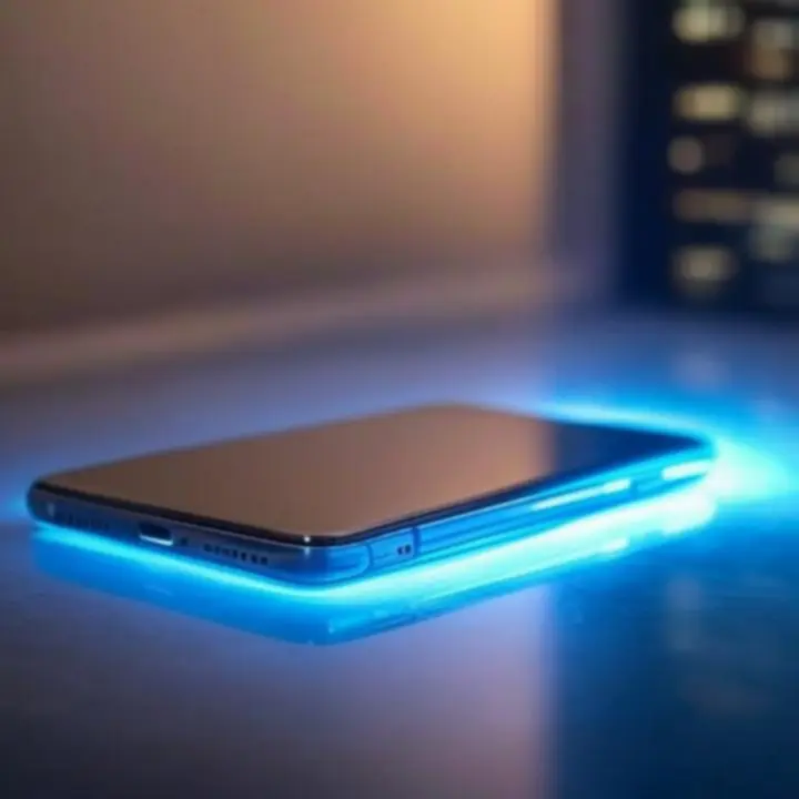 Nowoczesny smartfon z wyświetlaczem edge-to-edge prezentowany na ciemnym tle